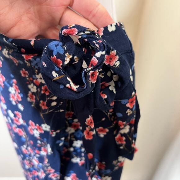 Xhilaration Wrap Skirt Large Blue Ditzy Floral Tulip Hem Midi Cottagecore Twee - Picture 3 of 8